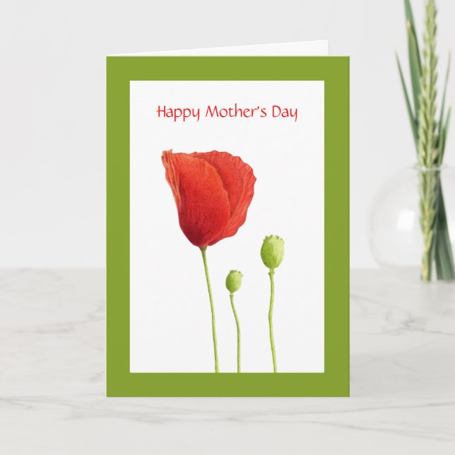 Red Poppy Mother's Day Card (Front)