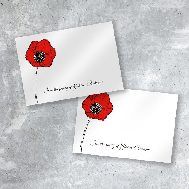 Red Poppy Name Memorial  Card (Creator Uploaded)