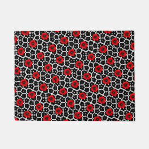 Red Poppy on Goth Flowers Doormat