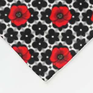 Red Poppy on Goth Flowers Trivet Fleece Blanket