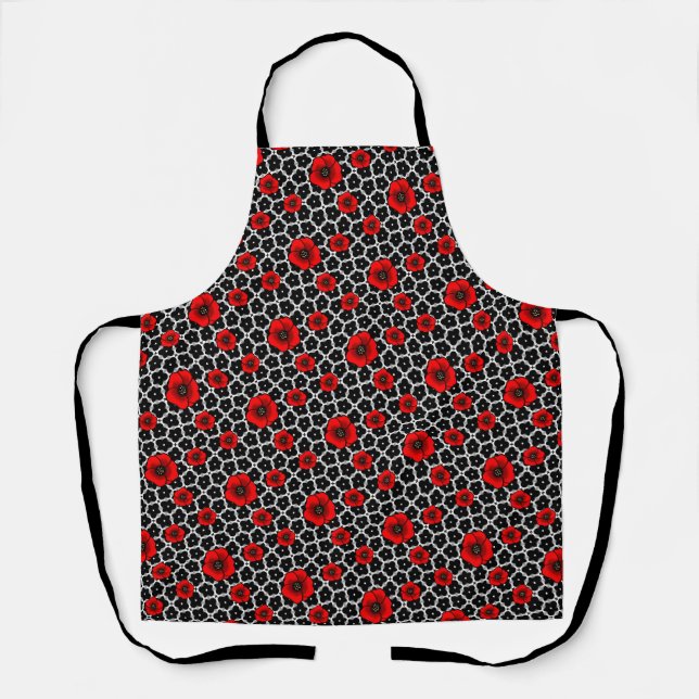 Red Poppy on Goth Garden Apron (Front)