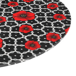 Red Poppy on Goth Garden Cutting Board