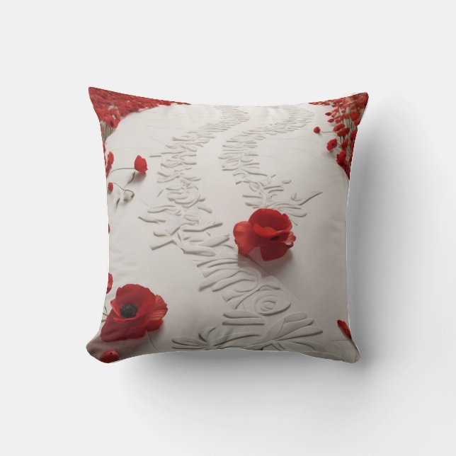 Red Poppy Path Cushion (Front)