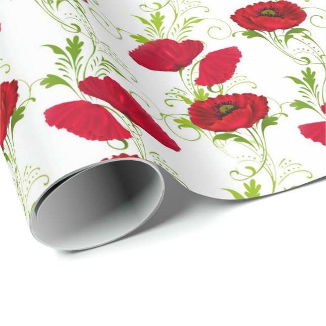 red poppy pattern wrapping paper (Roll Corner)