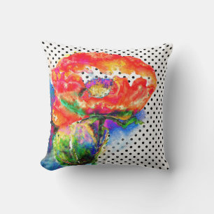 Red Poppy polka-dots Cushion