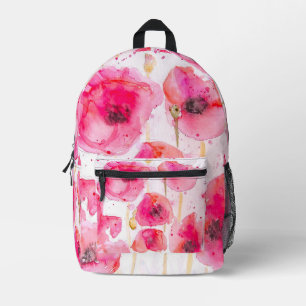 Red Poppy Poppies Watercolor Girls Backpack