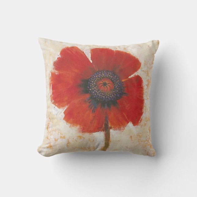 Red Poppy Portrait Cushion (Front)