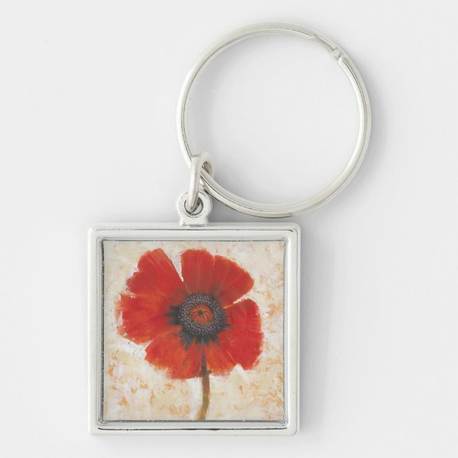 Red Poppy Portrait Key Ring (Front)