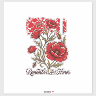 Red Poppy Remember And Honour Vintage Memorial Shi