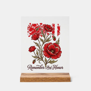 Red Poppy Remember And Honour Vintage Memorial Shi Acrylic Sign