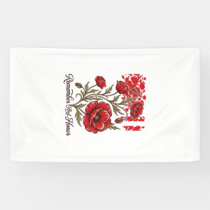 Red Poppy Remember And Honour Vintage Memorial Shi Banner