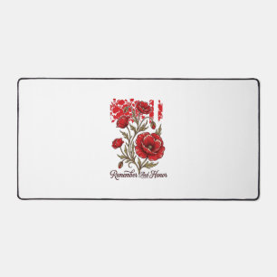 Red Poppy Remember And Honour Vintage Memorial Shi Desk Mat