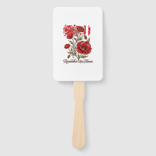 Red Poppy Remember And Honour Vintage Memorial Shi Hand Fan