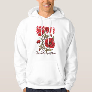 Red Poppy Remember And Honour Vintage Memorial Shi Hoodie