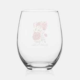 Red Poppy Remember And Honour Vintage Memorial Shi Stemless Wine Glass