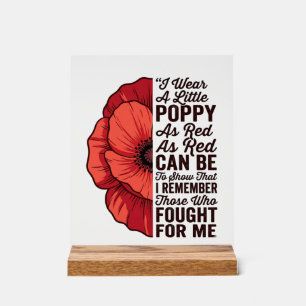 Red Poppy Remembrance Quote Vector Shirt Design_1 Acrylic Sign