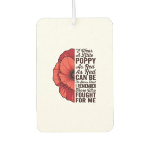 Red Poppy Remembrance Quote Vector Shirt Design_1 Car Air Freshener