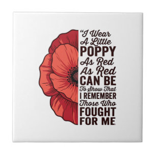 Red Poppy Remembrance Quote Vector Shirt Design_1 Ceramic Tile