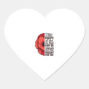 Red Poppy Remembrance Quote Vector Shirt Design_1 Heart Sticker