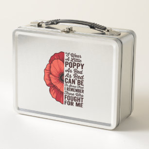 Red Poppy Remembrance Quote Vector Shirt Design_1 Metal Lunch Box