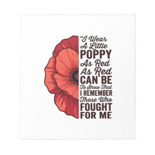 Red Poppy Remembrance Quote Vector Shirt Design_1 Notepad