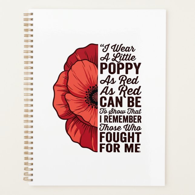 Red Poppy Remembrance Quote Vector Shirt Design_1 Planner (Front)