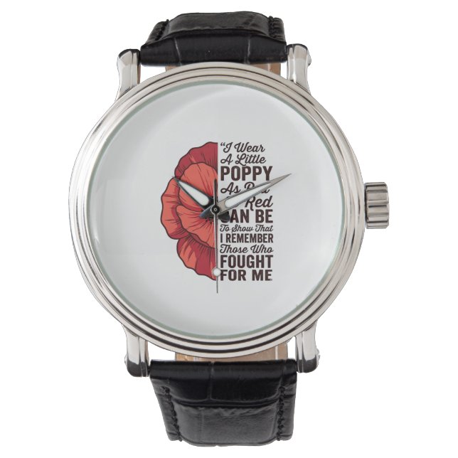 Red Poppy Remembrance Quote Vector Shirt Design_1 Watch (Front)