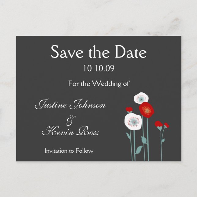 Red poppy save the date Postcards (Front)