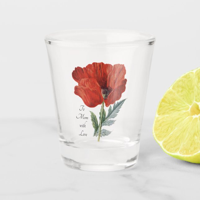 Red Poppy Shot Glass (Front)