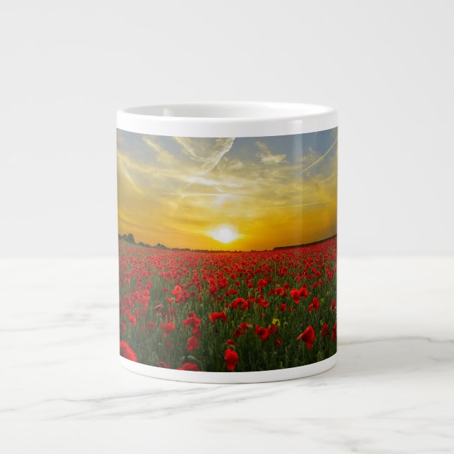 Red Poppy Sunset Large Coffee Mug (Front)