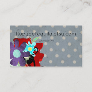 Red Poppy Swirls Polka Dots Background Business Card