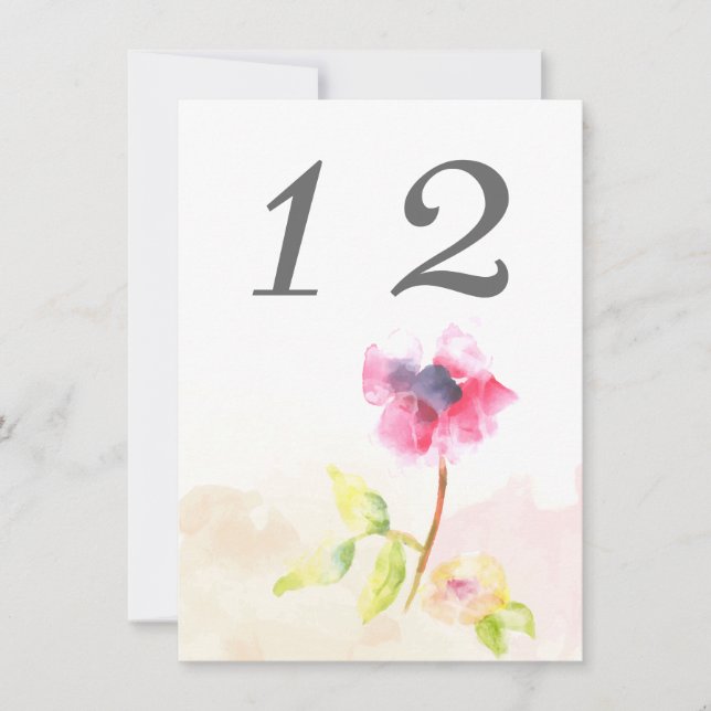 Red Poppy Table Number Card (Front)