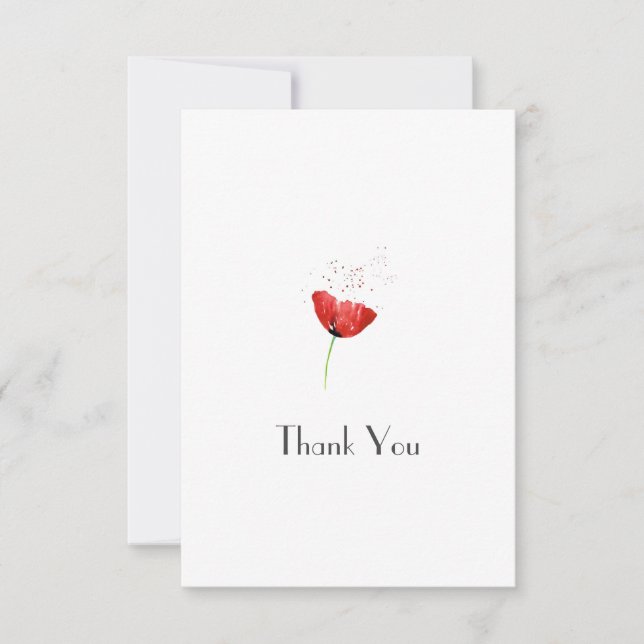 Red Poppy  Thank You Card (Front)