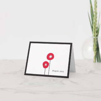 Red Poppy thank you note Card