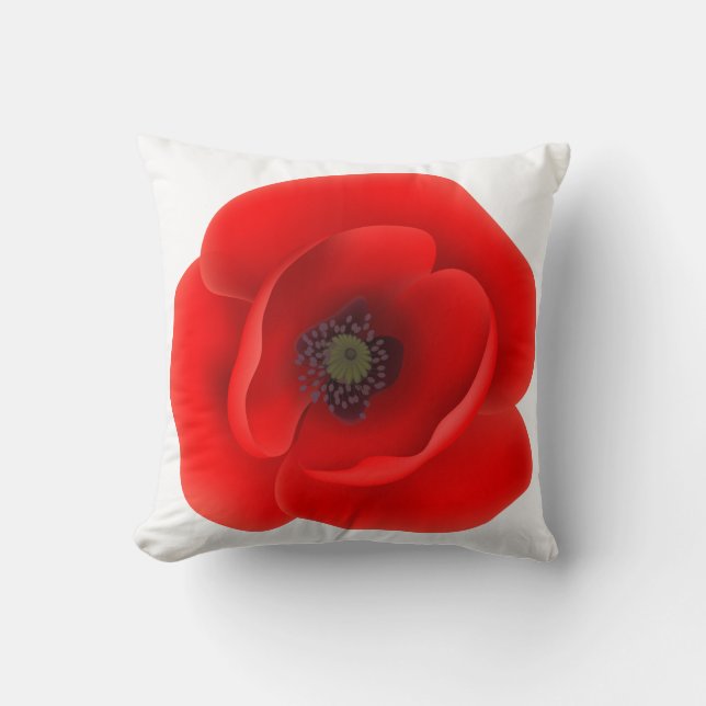 Red Poppy Throw Pillow (Front)