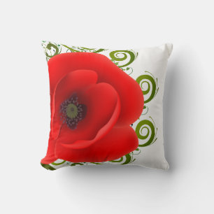 Red Poppy Throw Pillow