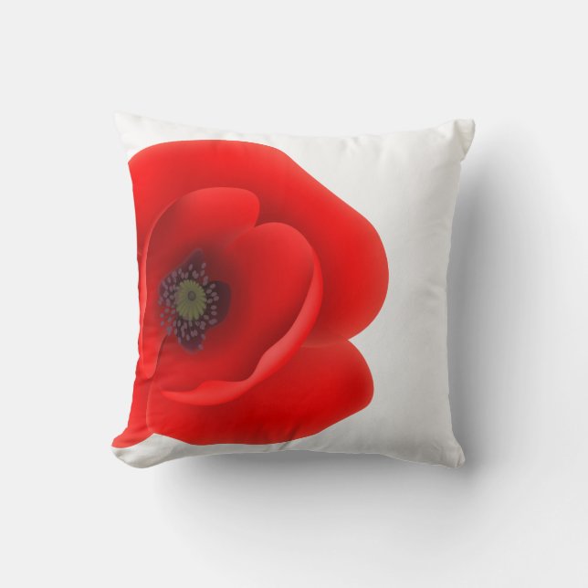 Red Poppy Throw Pillow (Front)