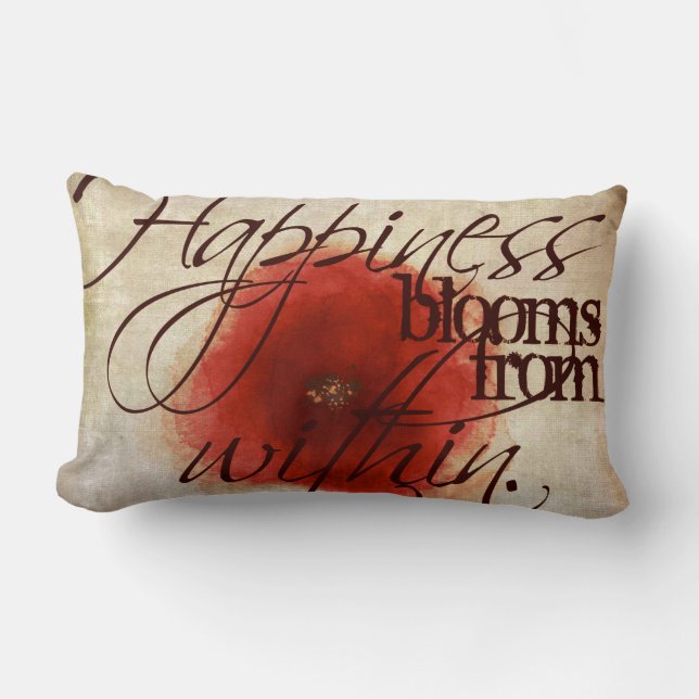 Red Poppy Throw Pillow, Inspirational Message Lumbar Cushion (Front)
