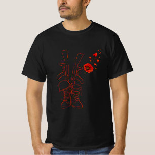 Red Poppy Veteran Honour Military Memorial T-Shirt