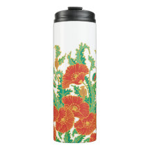 Red Poppy Vintage Floral Thermal Tumbler