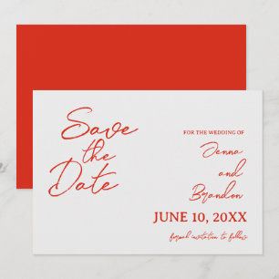 Red Poppy Wedding Flat Save The Date Card