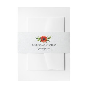 Red Poppy Wedding Invitation Belly Band