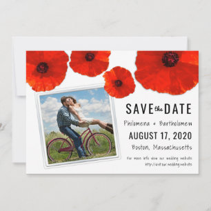 Red Poppy Wedding Photo Save the Date