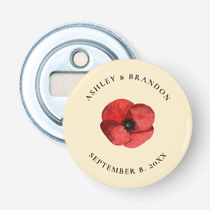 Red Poppy Wildflower Custom Wedding Favour Bottle Opener