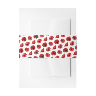 Red Poppy Wildflower Wedding Invitation Belly Band