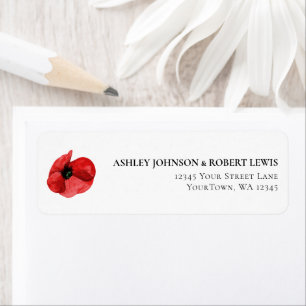 Red Poppy Wildflower Wedding Return Address Label
