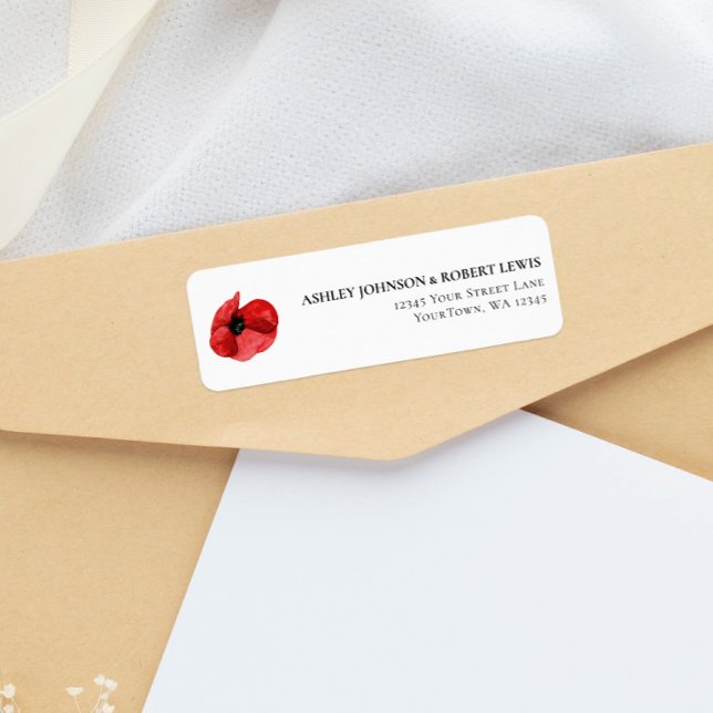 Red Poppy Wildflower Wedding Return Address Label (Creator Uploaded)