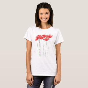 Red Poppy Wildflowers poppies flowers Vintage T-Shirt