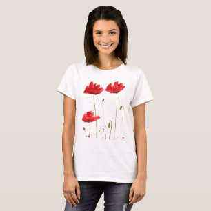 Red Poppy Wildflowers poppies flowers Vintage T-Shirt