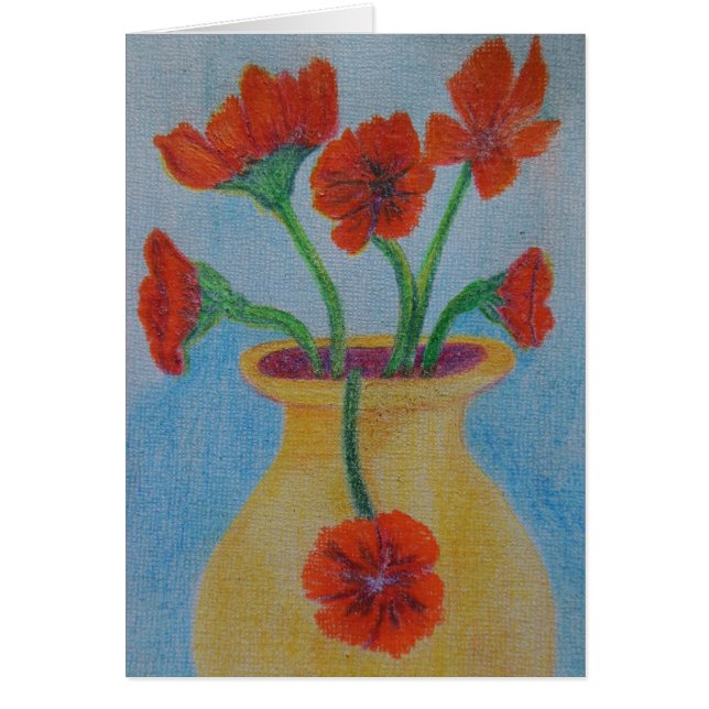 Red Poppy Yellow vase (Front)